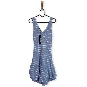 NWT Charlie B Textured Blue Polka Dot Mini Dress
